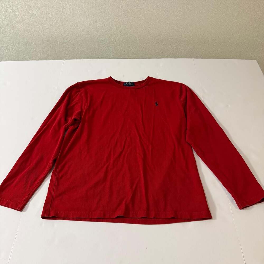 Polo‎ Ralph Lauren Boys Red Long Sleeve Jersey T-Shirt Size L (14-16)